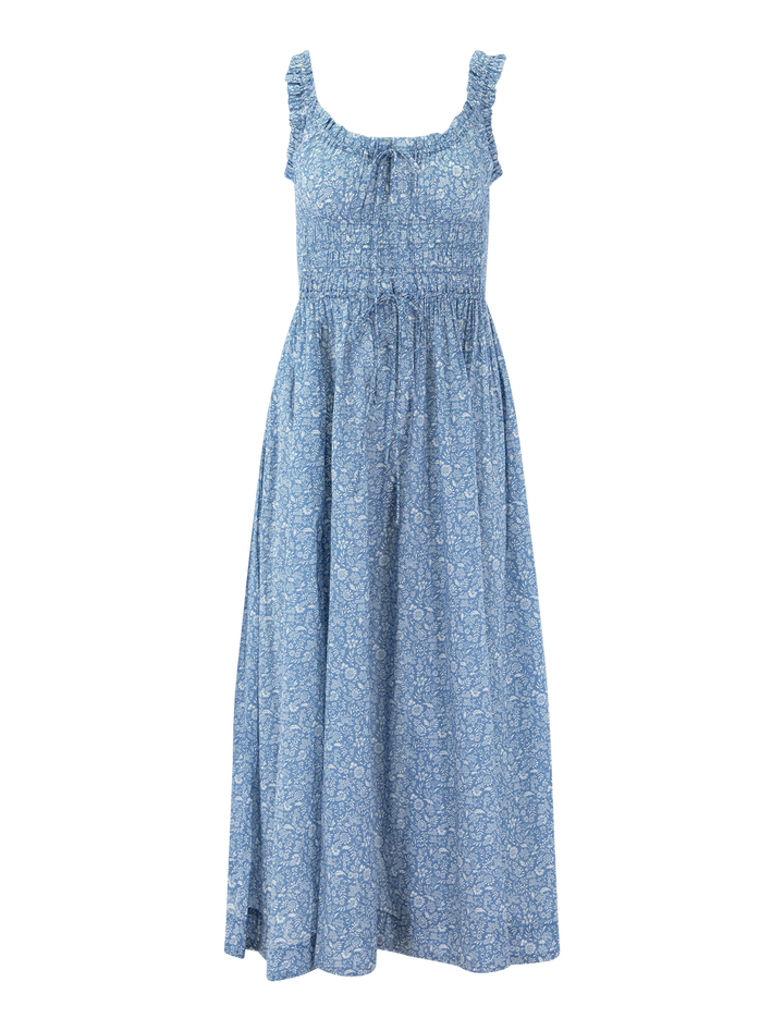 emmaretta dress in blue garden bloom