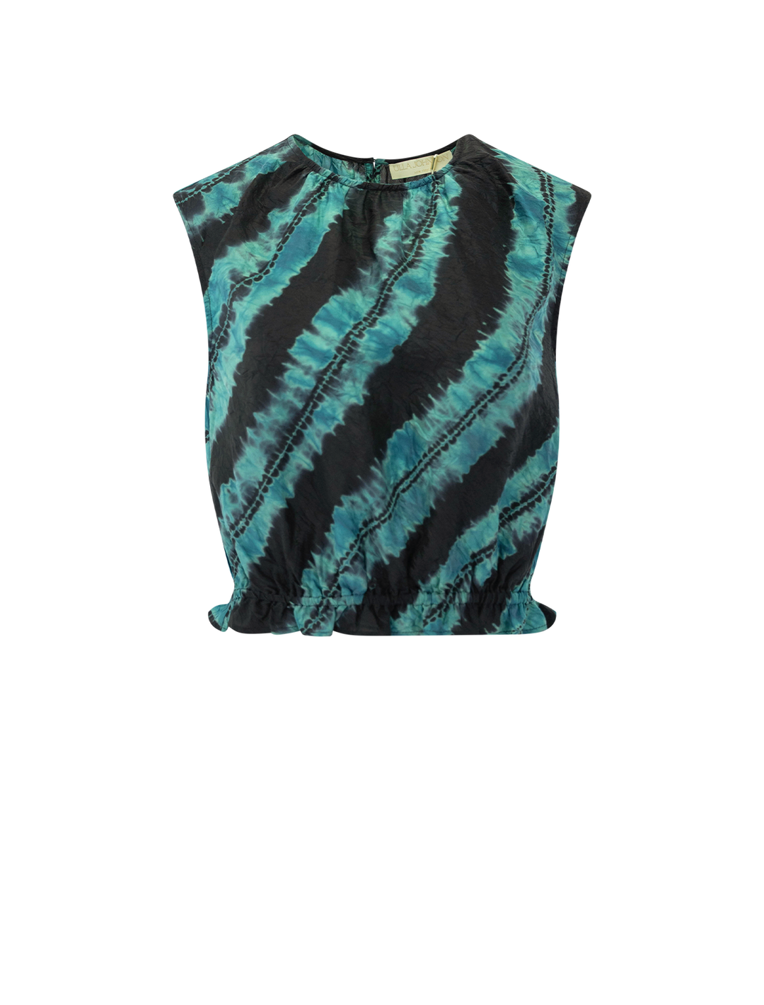 kaia shibori dyed top on habotai silk in malachite