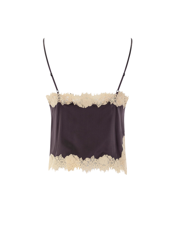 kira silk tank in equestrian brown