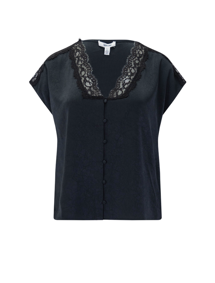adalyn lace trim top in black