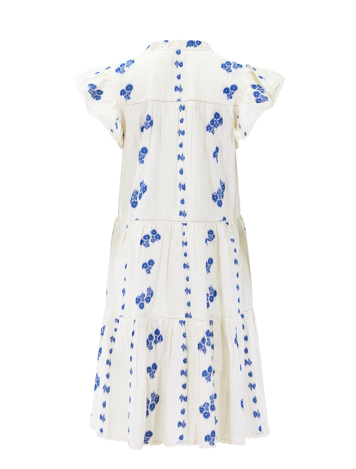 iris woven frill dress in blue
