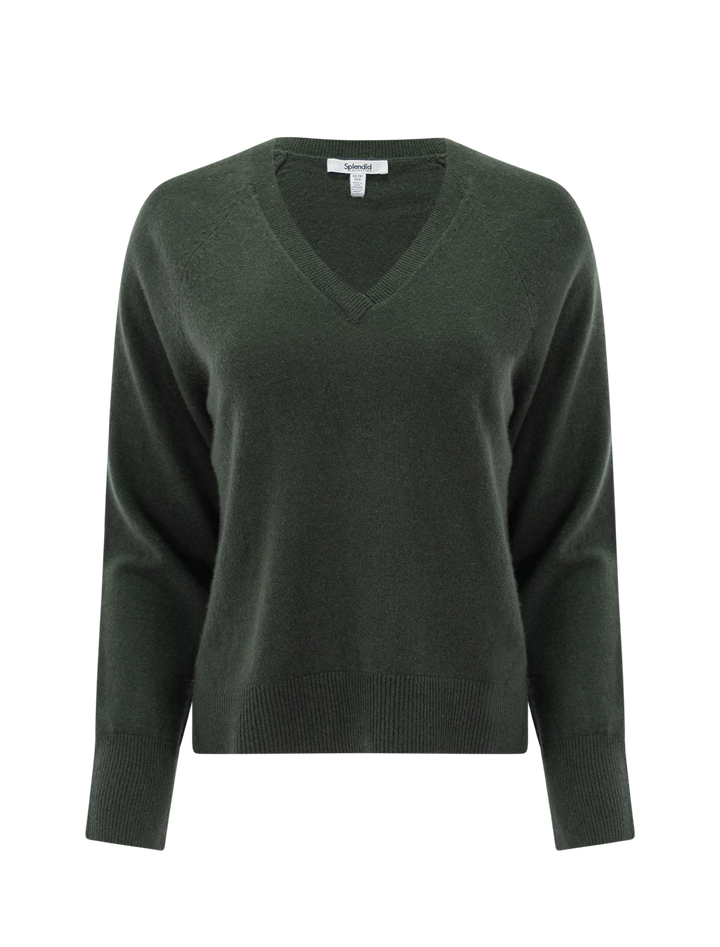 tori cashmere v neck sweater in pine