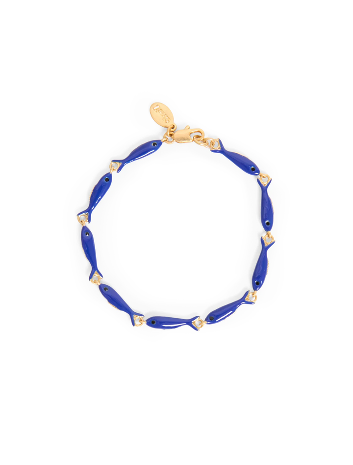 enamel sardine bracelet in cobalt