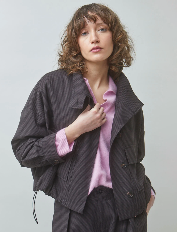 dollar jacket in chocolate houndstooth