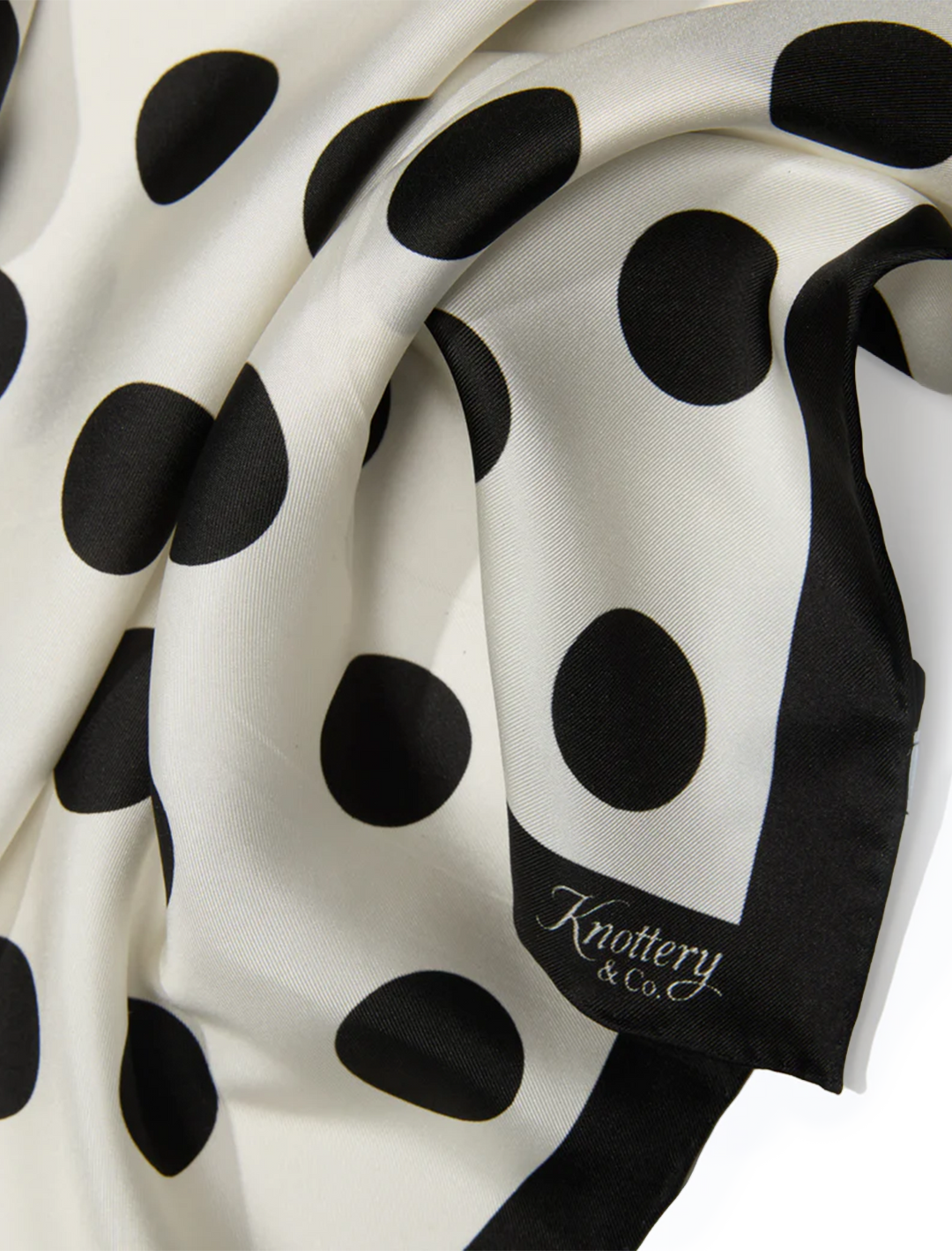 dandy dots silk bandana in black and white