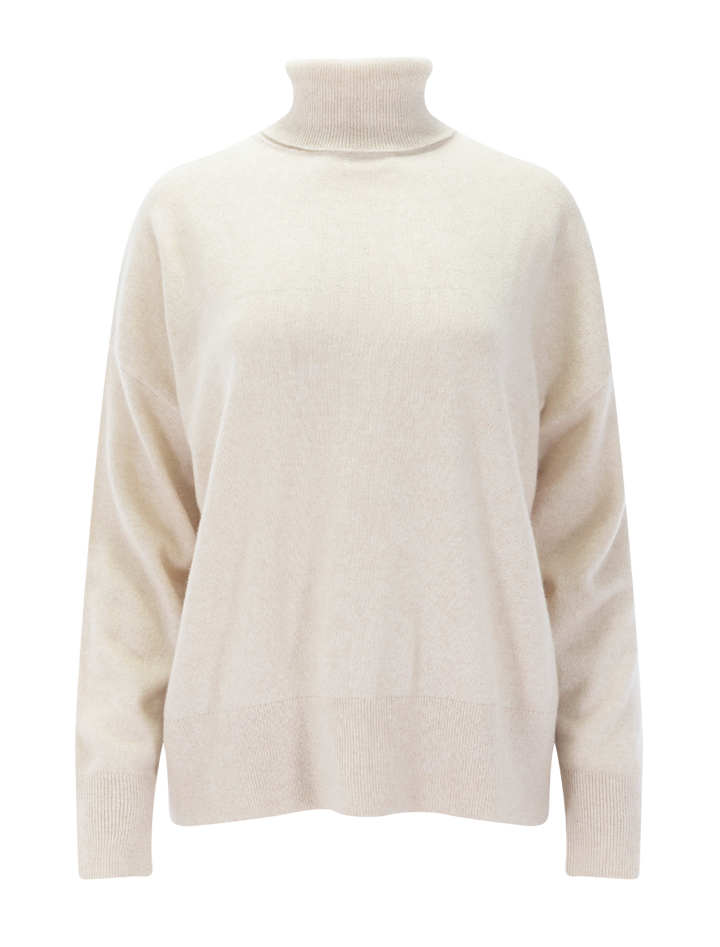 tori cashmere turtleneck in wheat heather