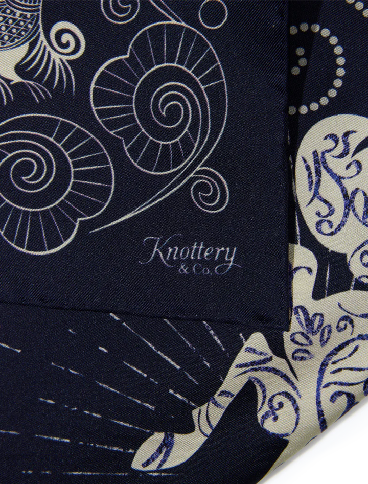 equestrian dreams silk bandana in navy
