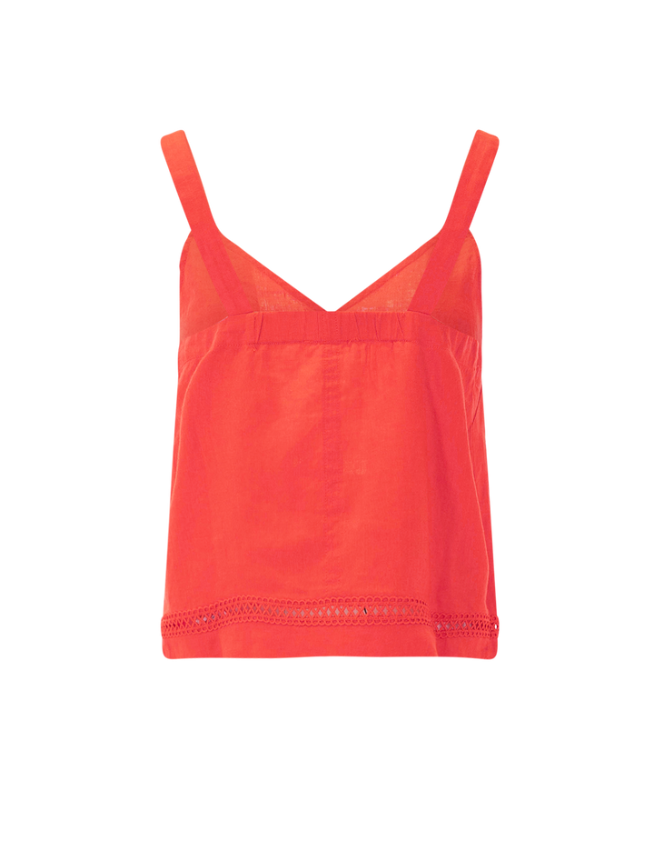 stella linen trim tank in scarlet