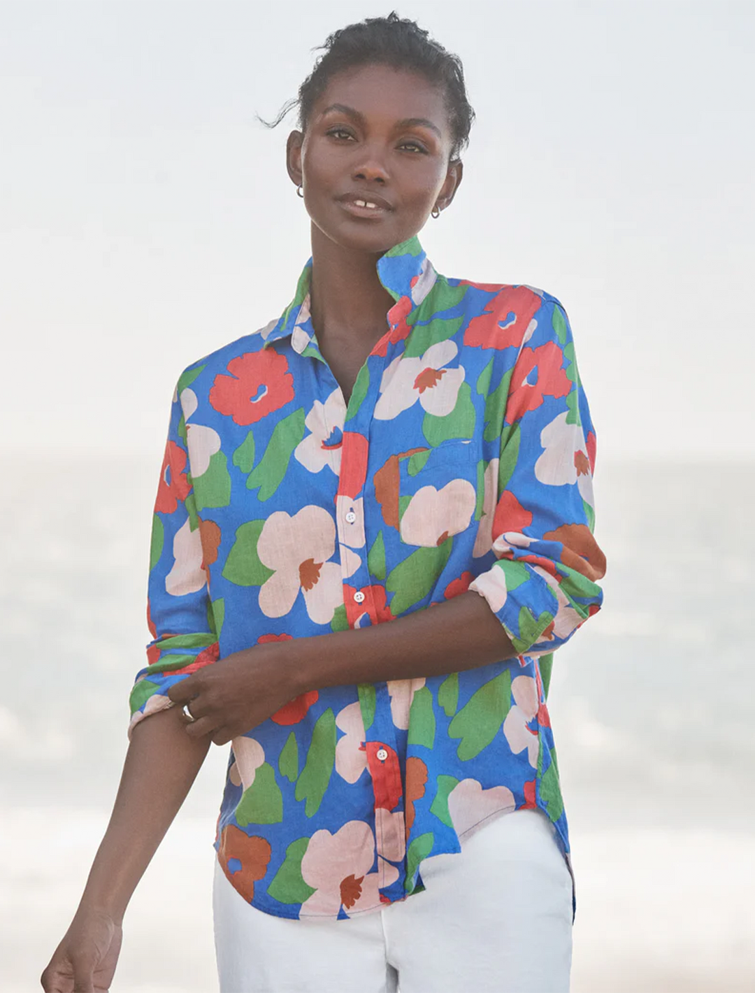eileen in bright blue floral
