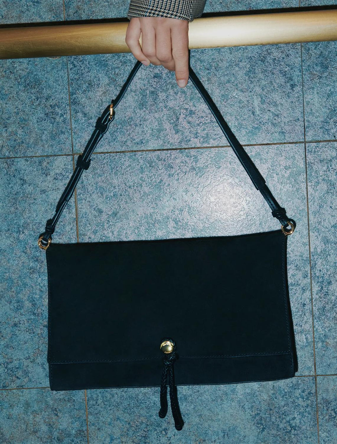 edit bag in black suede