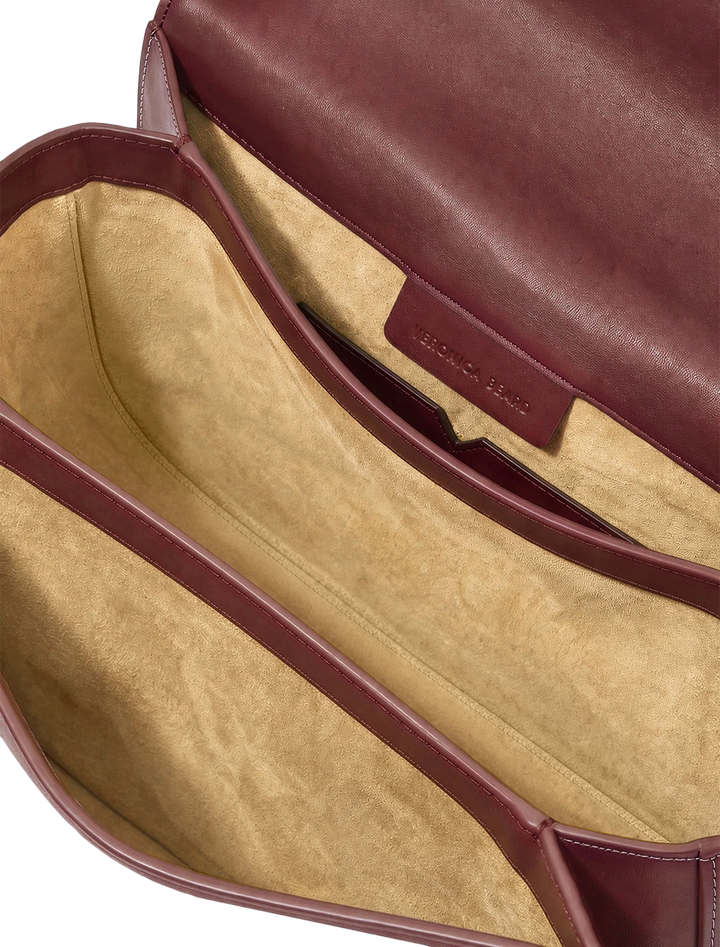 dash saddle bag in burgundy leather