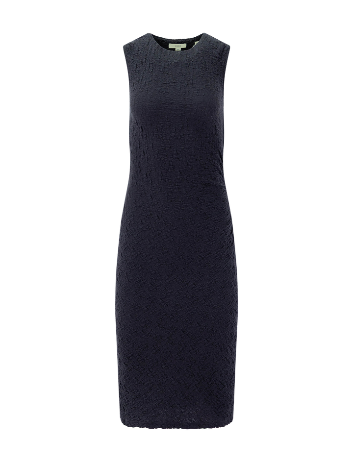 sleeveless side drape dress in ink