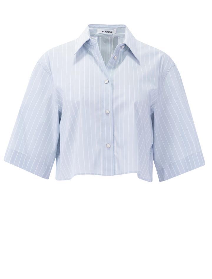crop trench shirt in light blue stripe