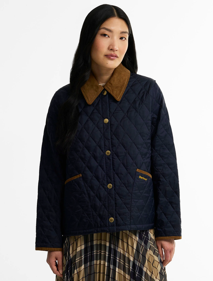 icons cropped liddesdale quilted jacket in dark navy