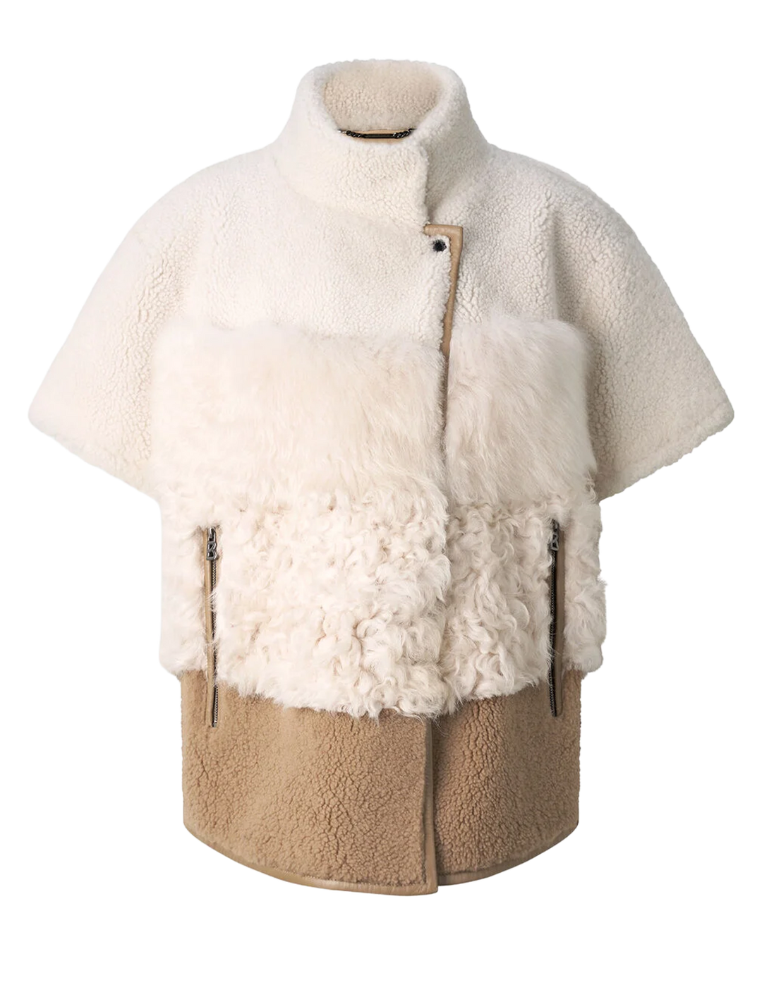 lexy lambskin jacket in cream and brown