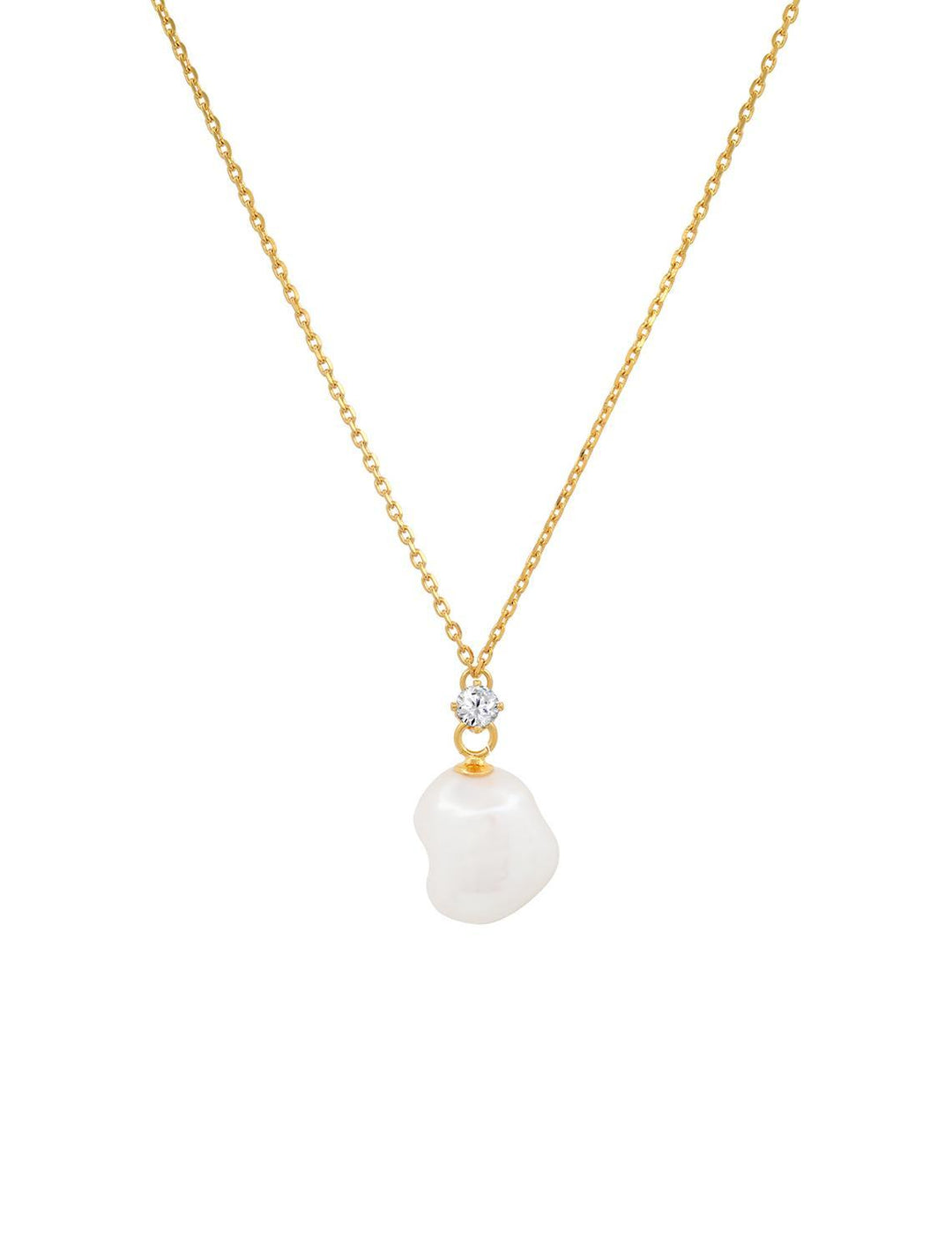 organic pearl and cz pendant necklace