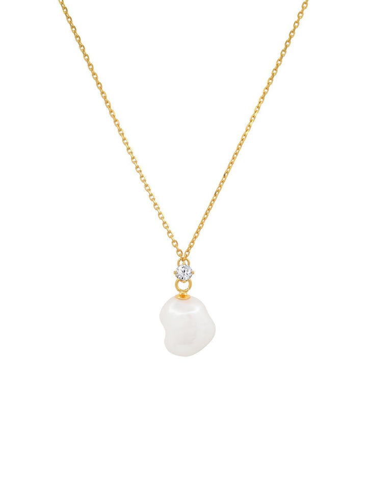 organic pearl and cz pendant necklace