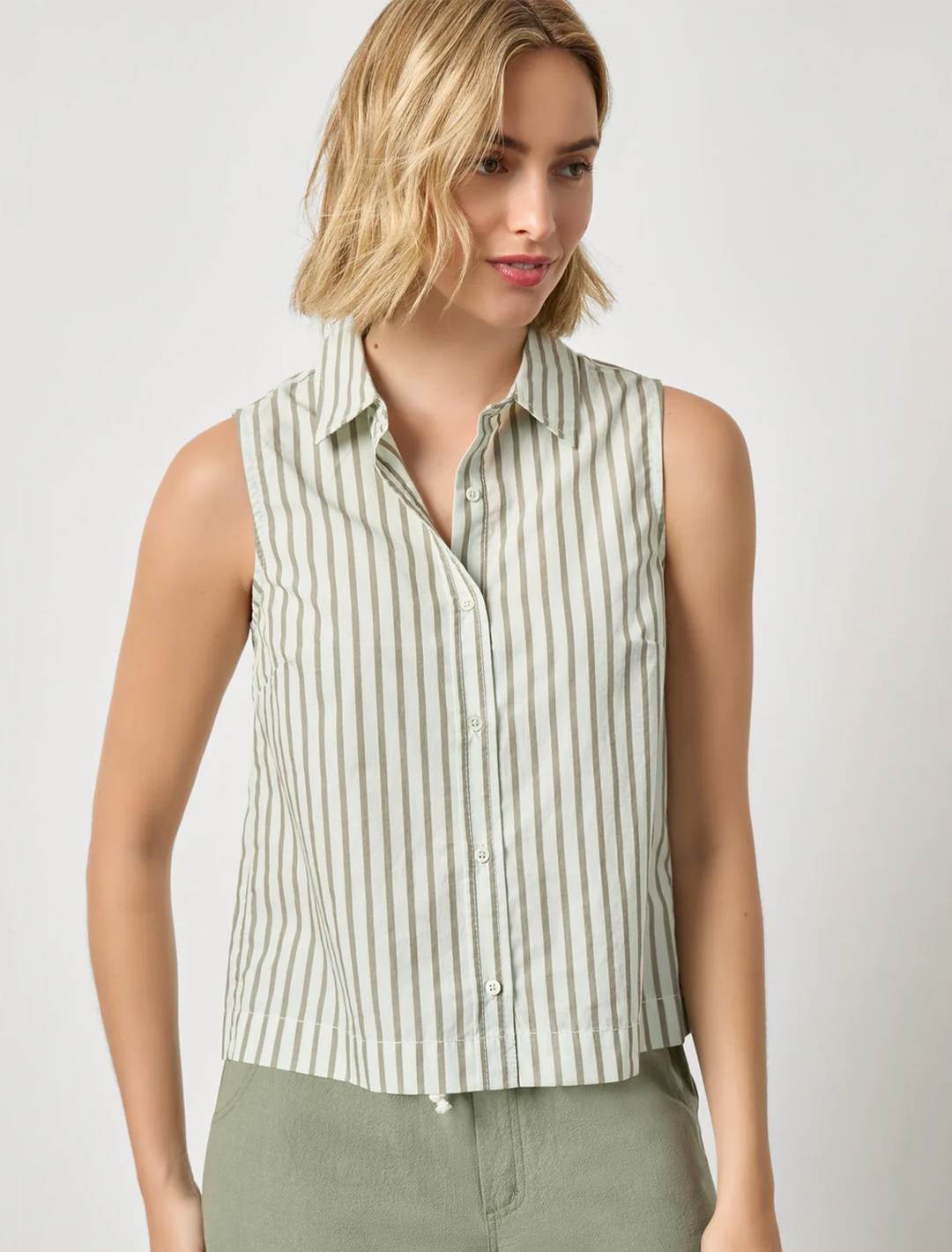 striped sleeveless shirt in pool stripe
