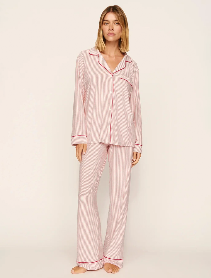 gisele pajama set in holly red stripe print