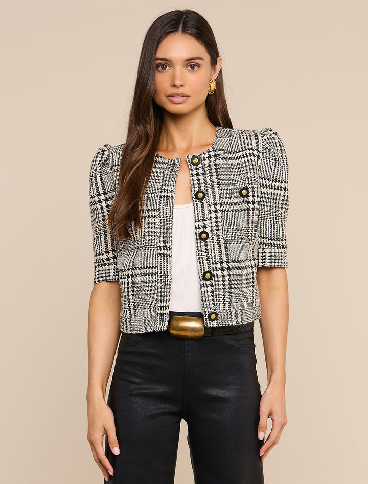 allegra jacket in black and white glen plaid