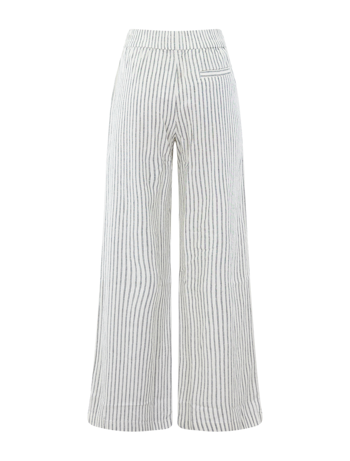 allison hemp trousers in cream and navy stripe