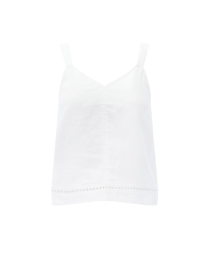stella linen trim tank in white
