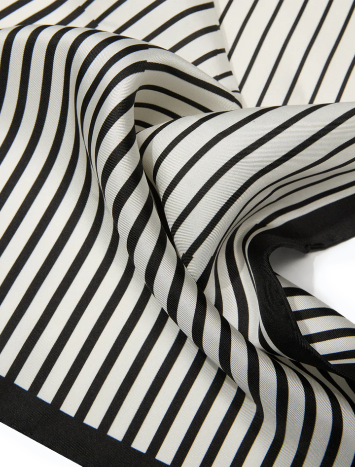 pinstripe silk bandana in black and white