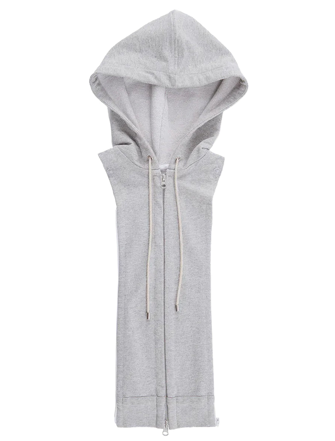 Front view of Veronica Beard's hoodie dickey in heather grey.