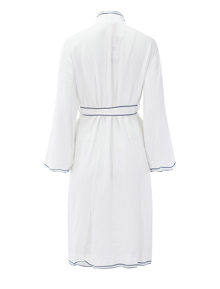 linen blend long sleeve robe