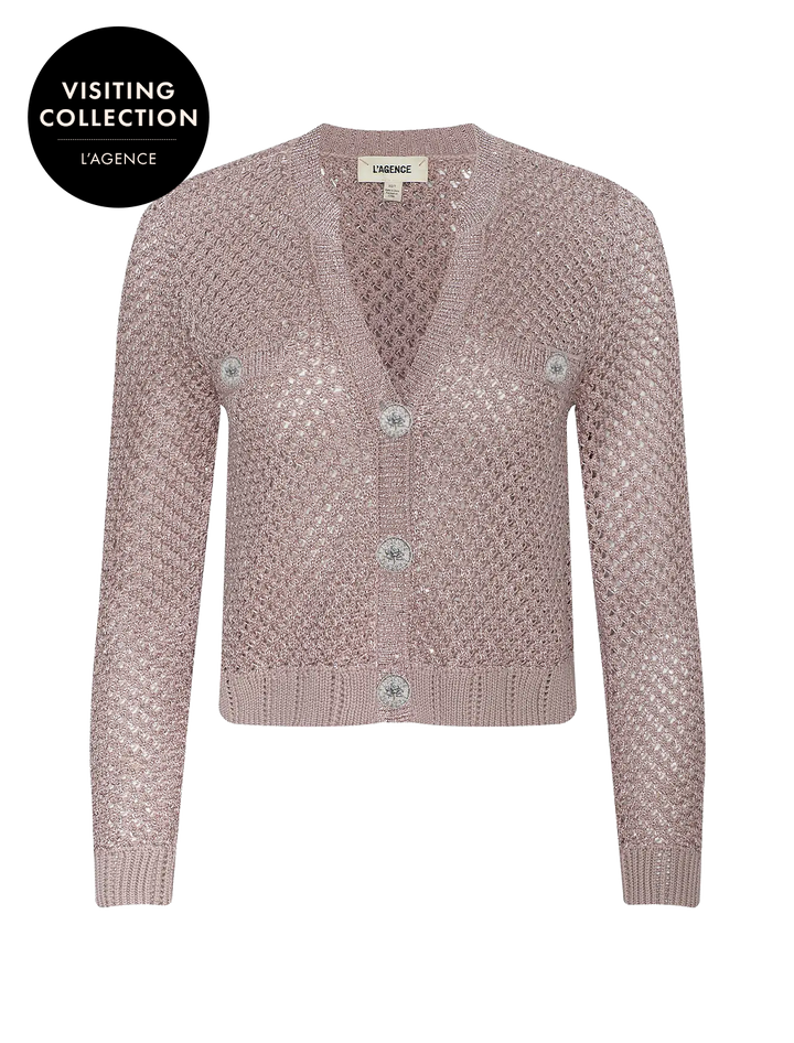 blanca sequin cardigan in adobe rose
