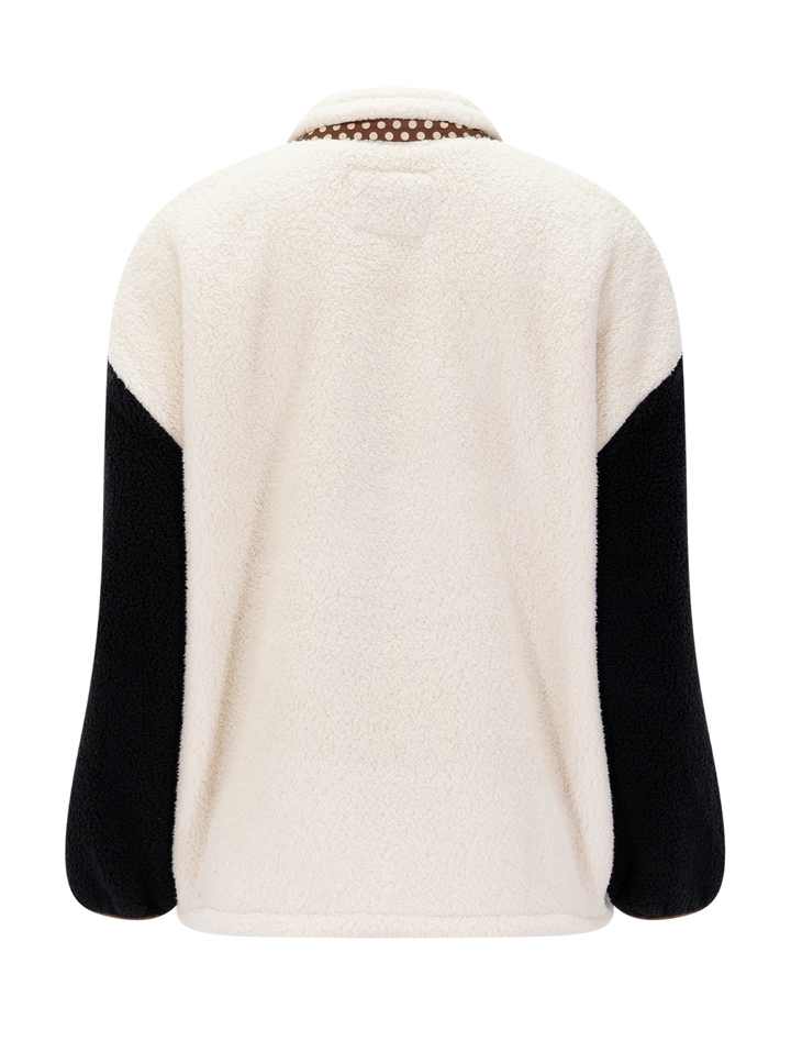 the plush crosswind pullover in cream and chocolate