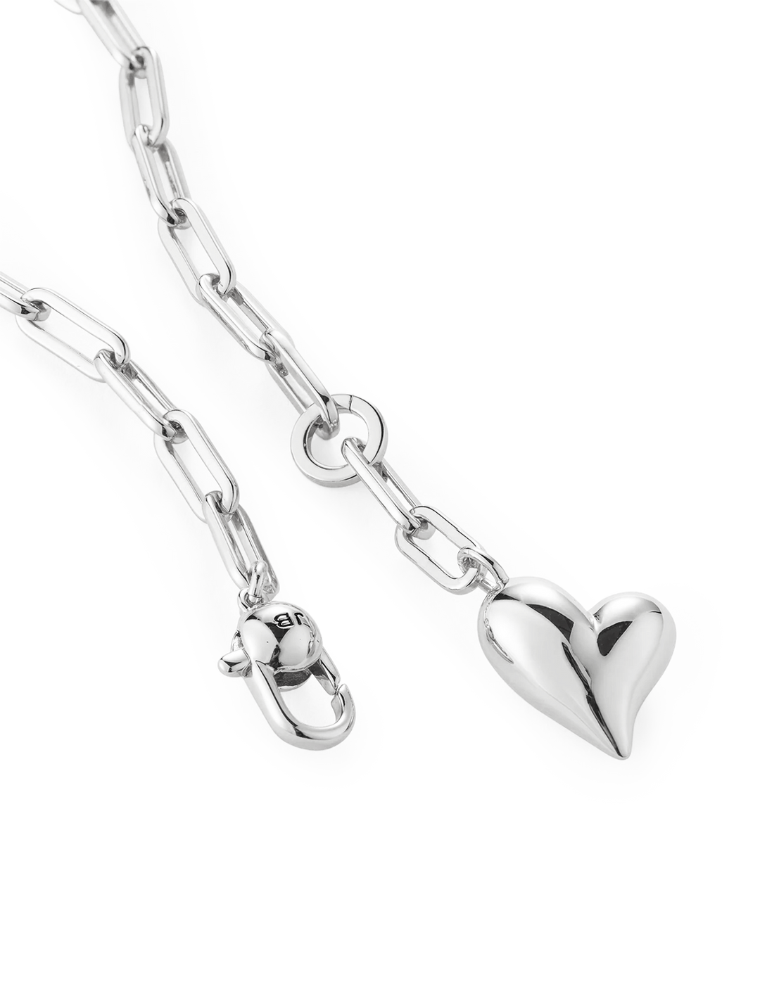 puffy heart necklace in silver
