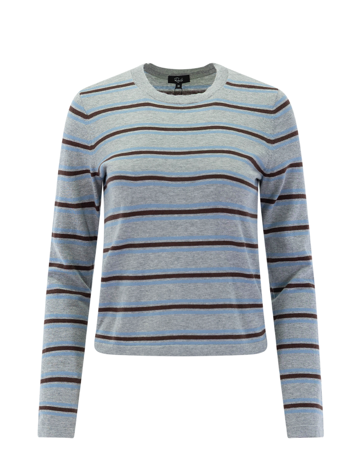 davie cashmere blend tee in heather sky stripe