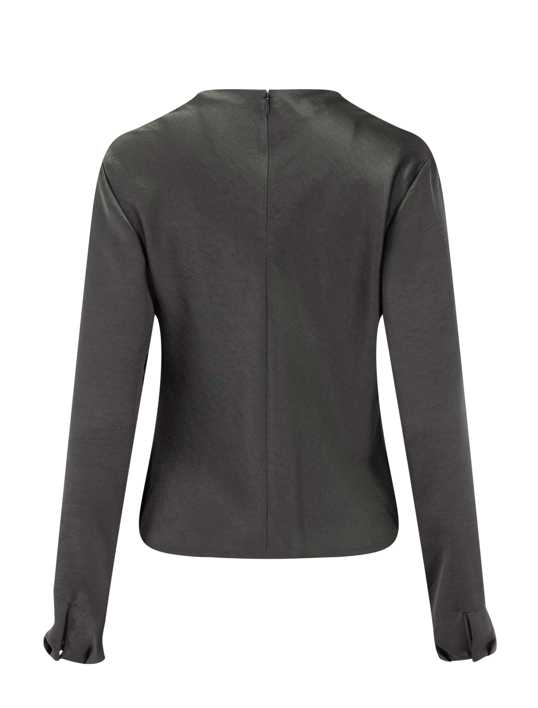 draped cowl neck top in dusty olive