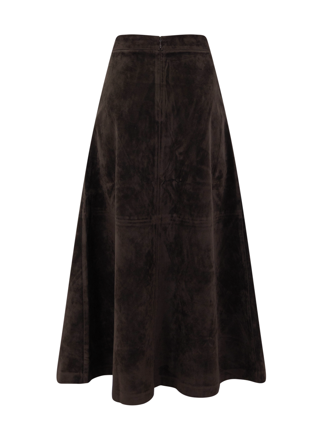 the tavi vegan suede skirt in dark chocolate