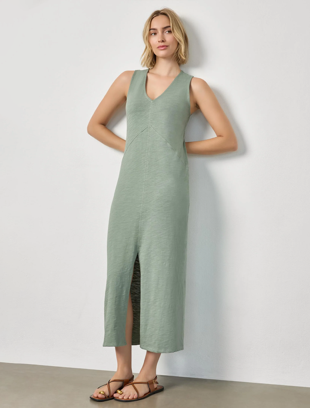v neck maxi dress in sage