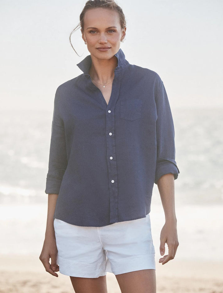 eileen in navy washed linen