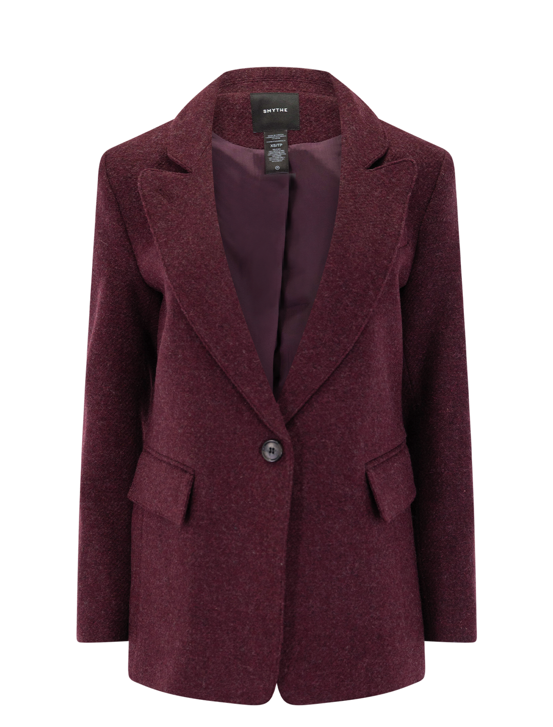 oversized long lapel blazer in bordeaux