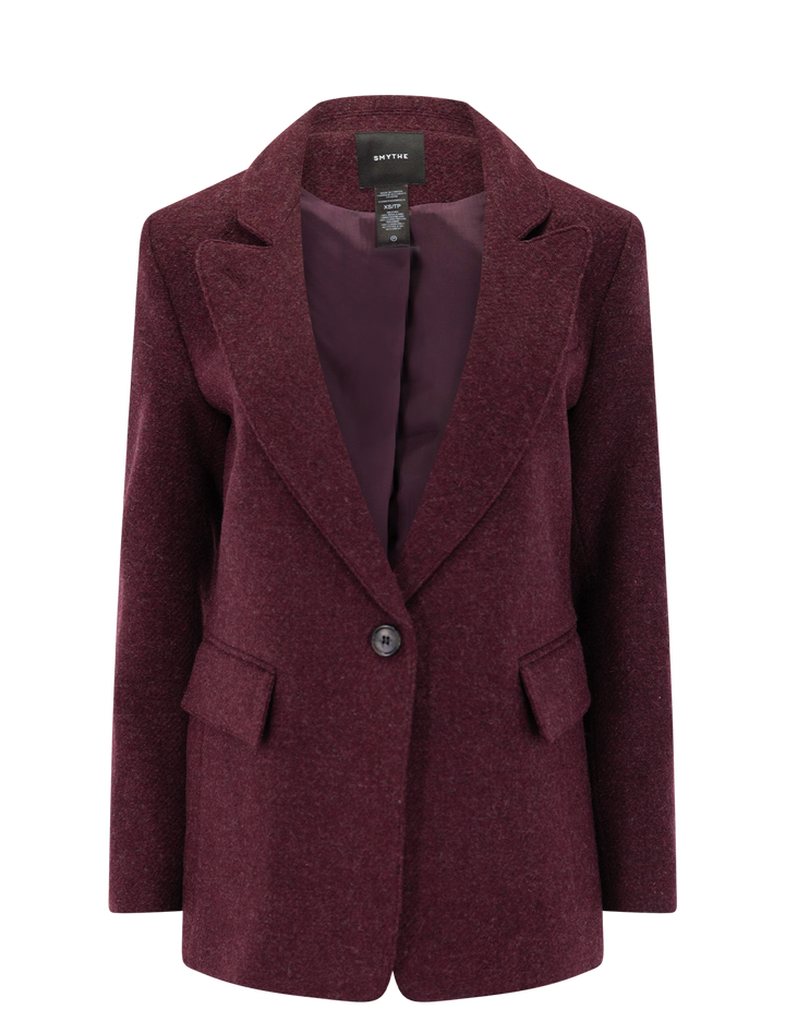 oversized long lapel blazer in bordeaux