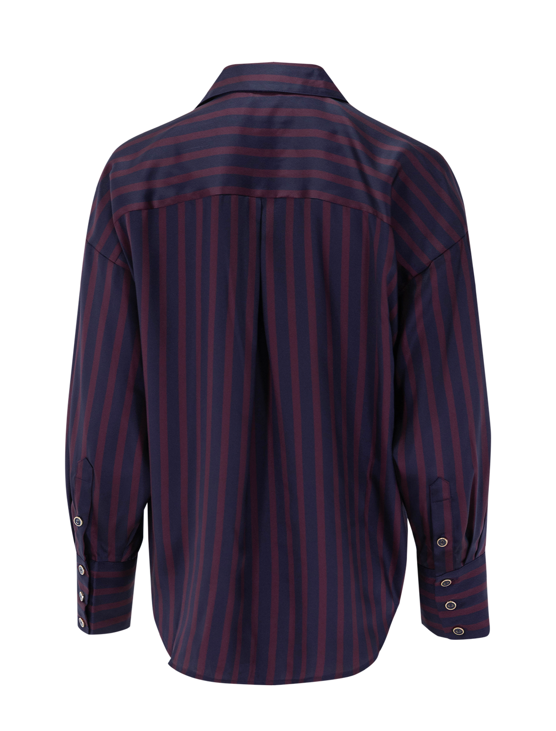 eliora blouse in midnight and sangria stripe