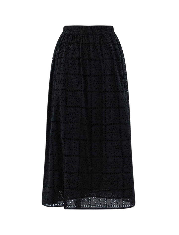 dax skirt in black grid embroidery