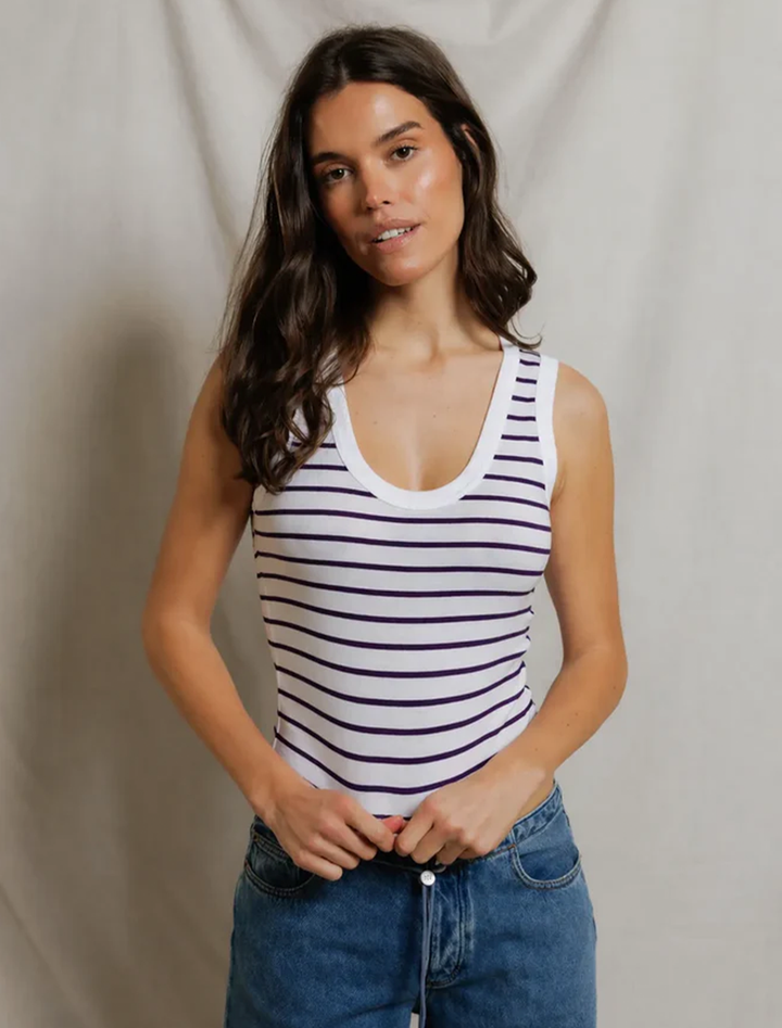 khara tank in ultraviolet stripe