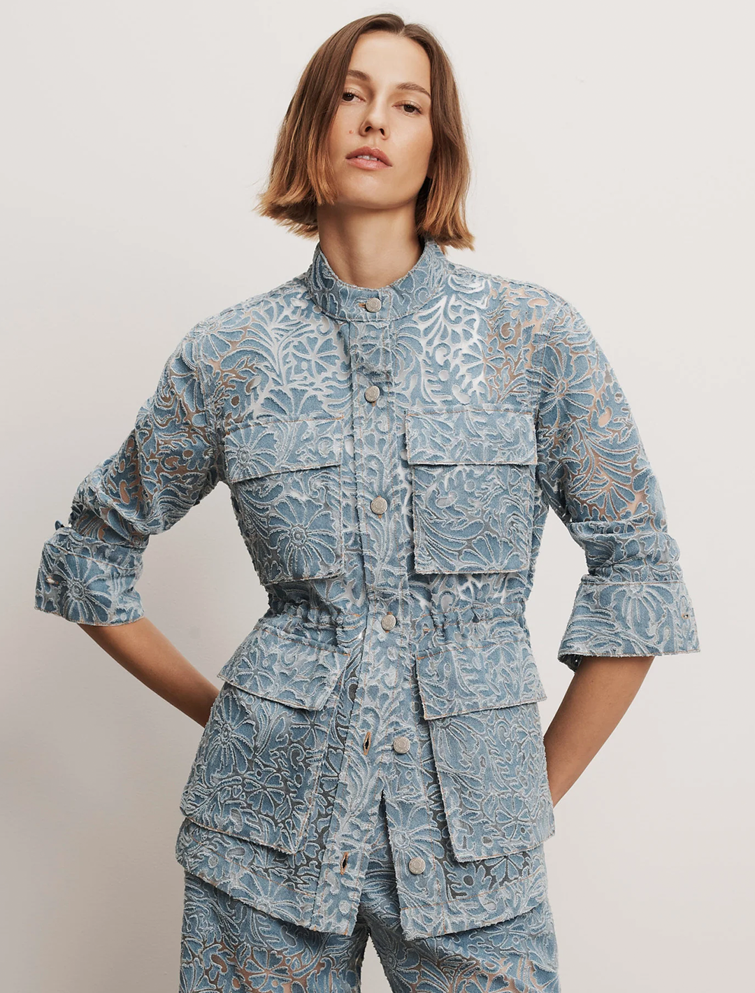 lane jacket with burnout floral