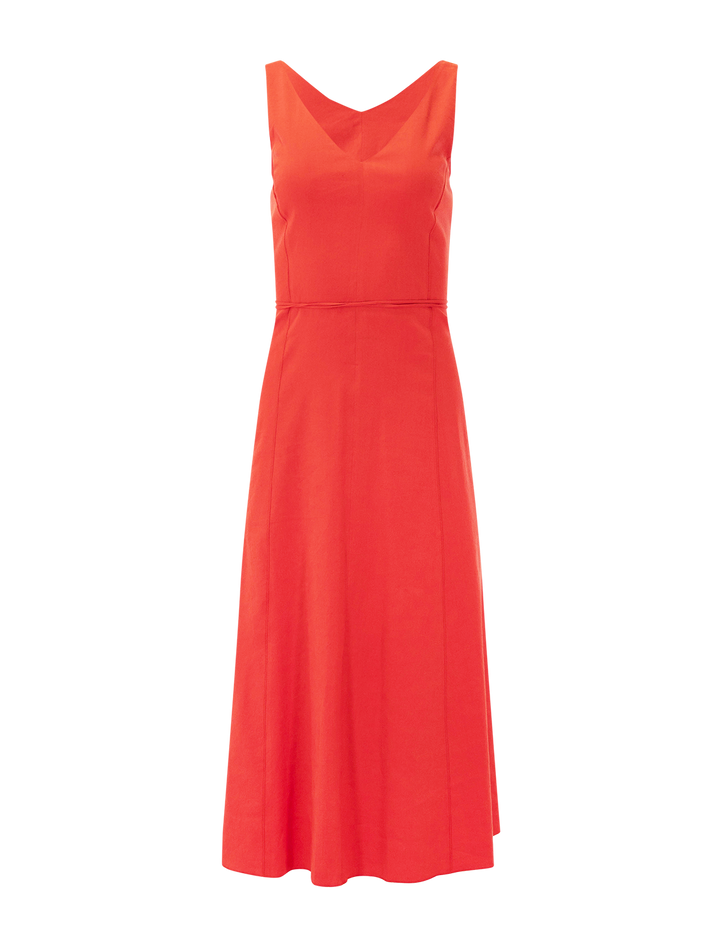 v-neck linen dress in poppy