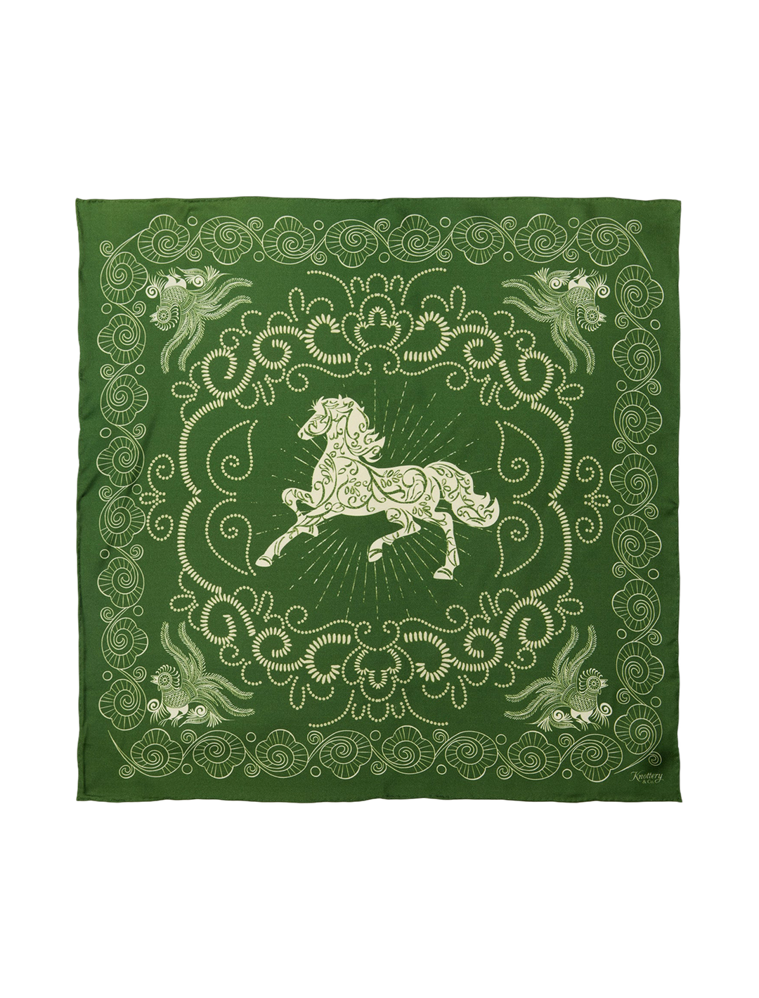 equestrian dreams silk bandana in green