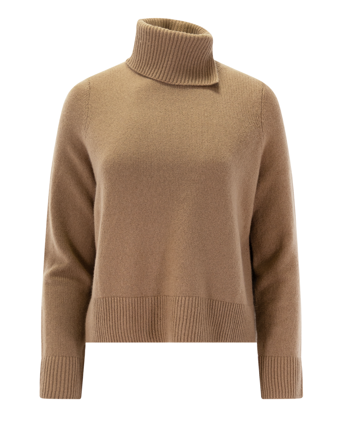 swing turtleneck slit sweater in camel