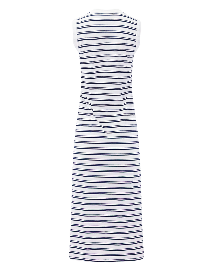 lanell cotton dress in navy stripe