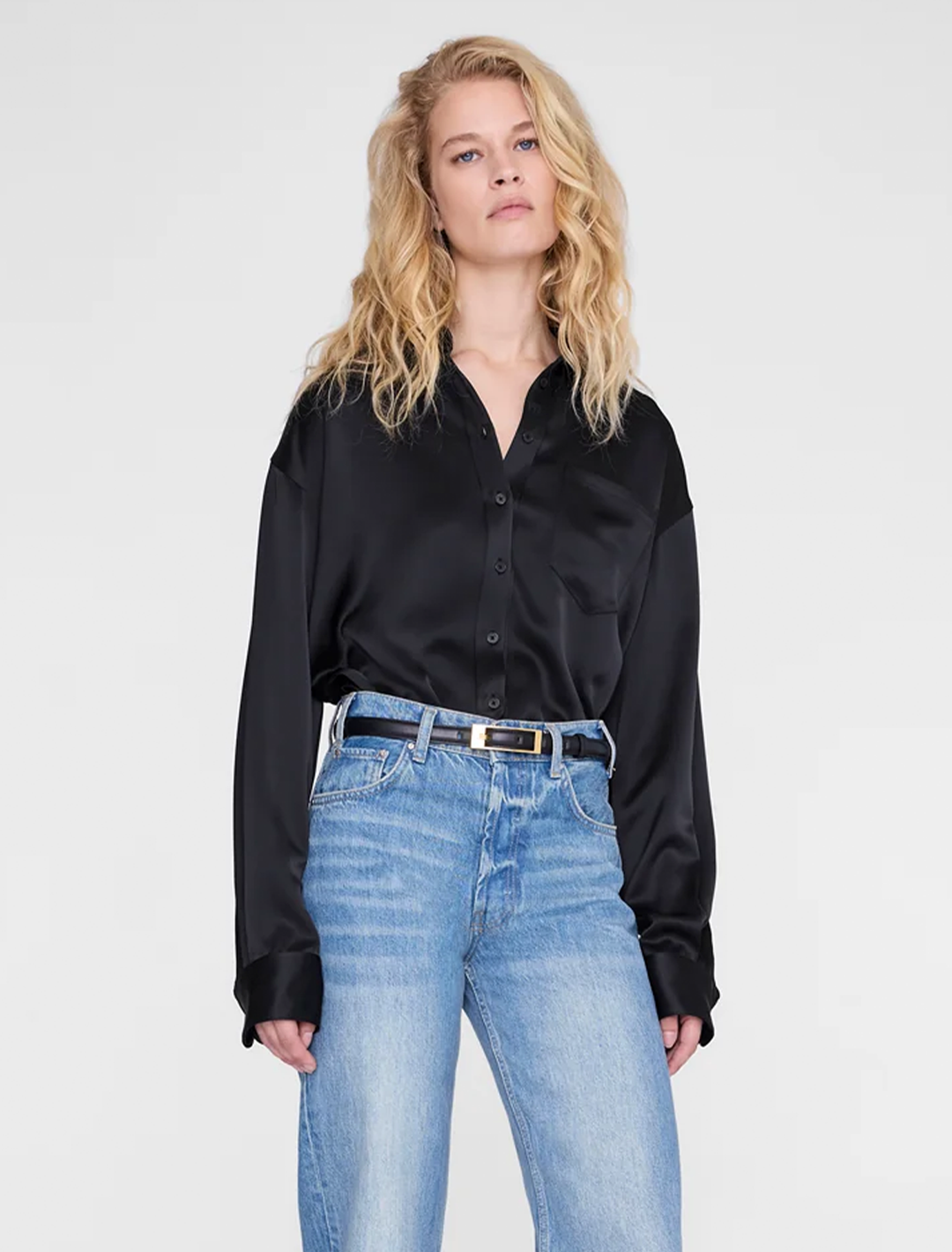 scott cropped shirt in black
