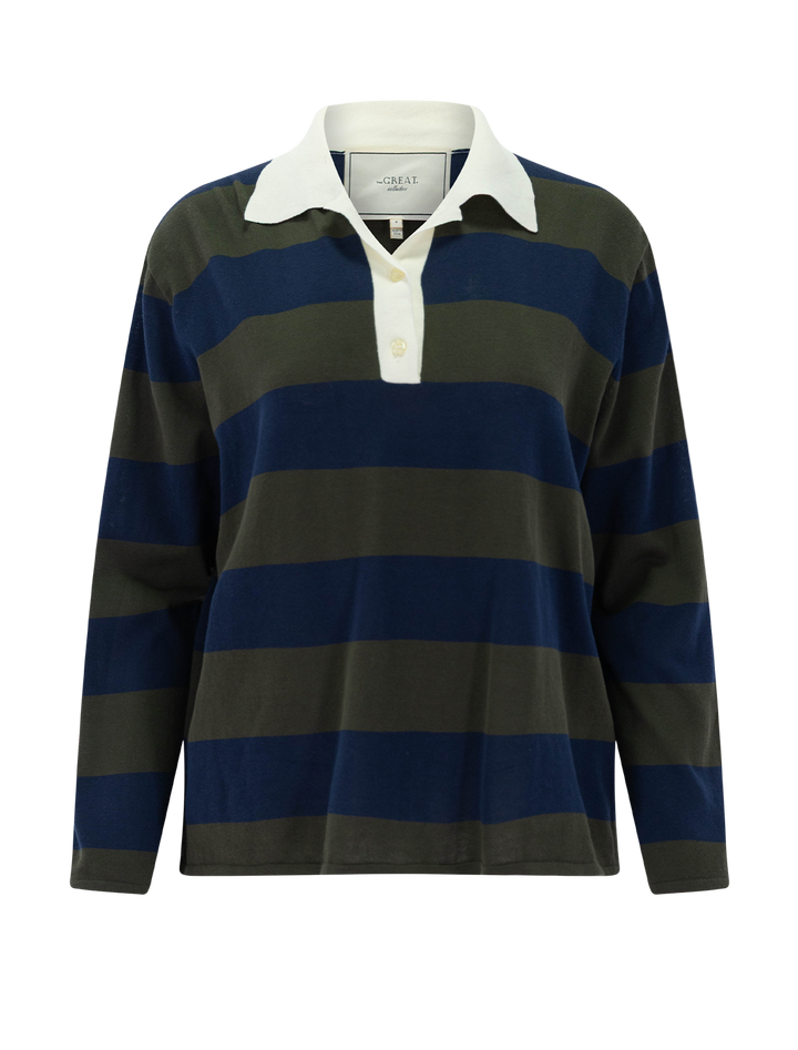 the academy polo sweater in army league stripe