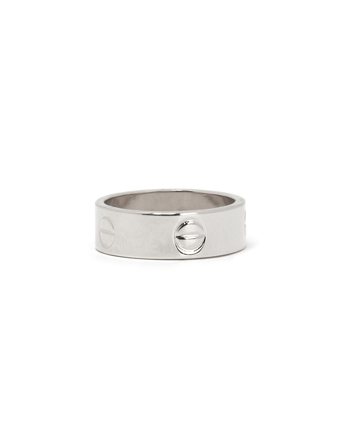 Front view of AV Max silver screw accent ring